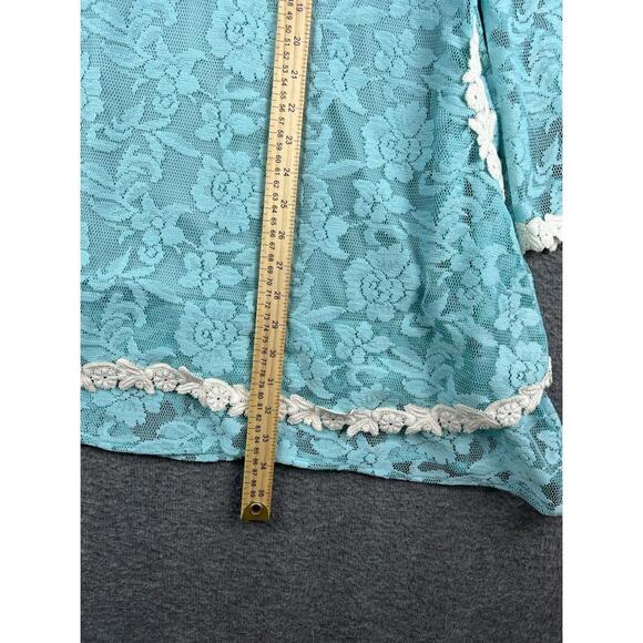 J&M Women's Light Blue Lace Long Sleeve Blouse Size Large - Picture 5 of 7